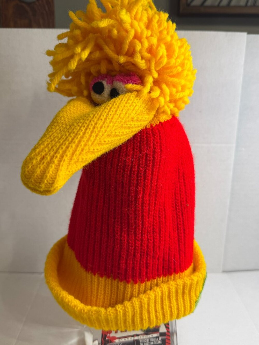 SESAME STREET Beanie Yellow BIG BIRD WINTER BEANIE Youth Vintage GUC Red Yellow